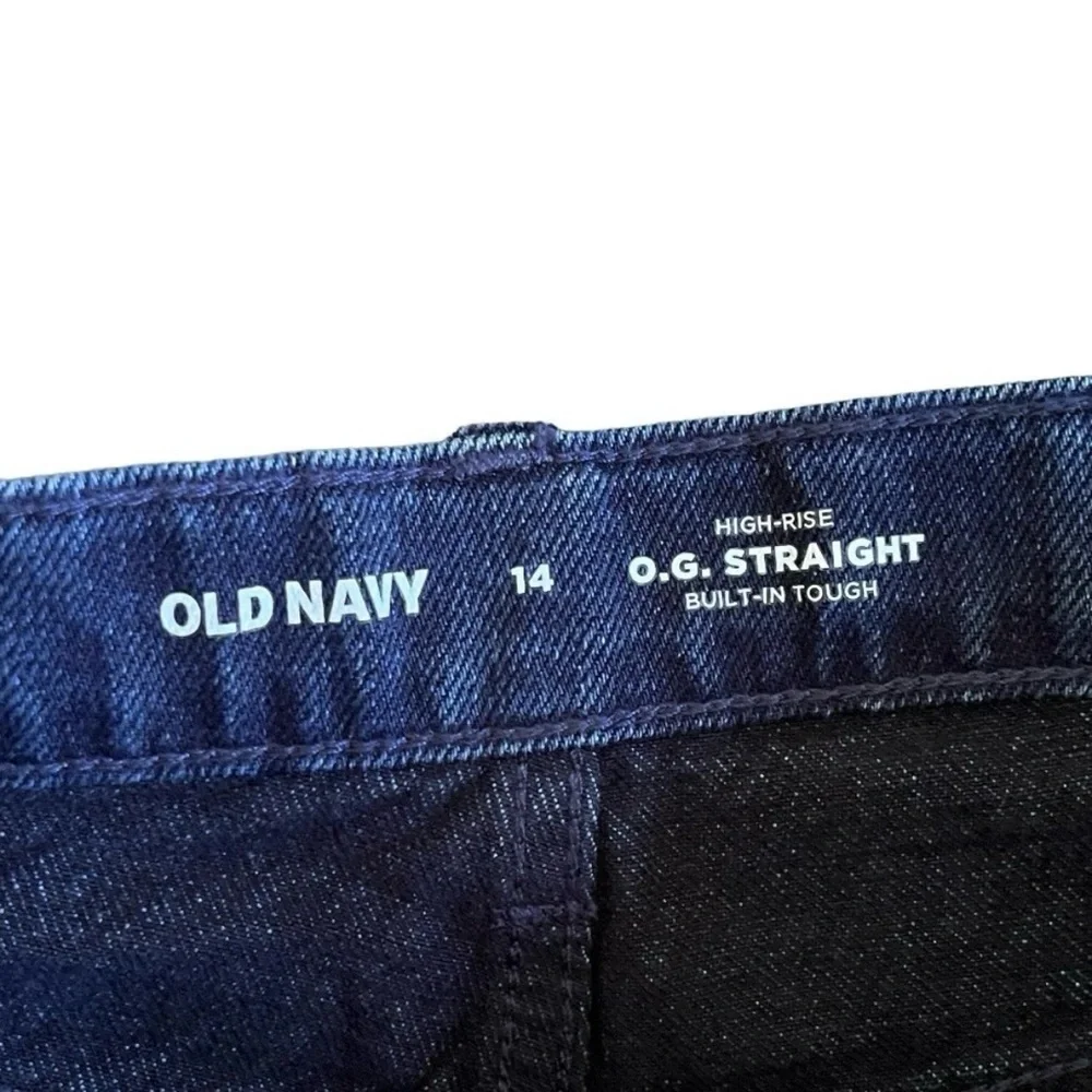 Old Navy Girls 14 OG Straight Jeans High Rise Dark Blue Adjustable Waist